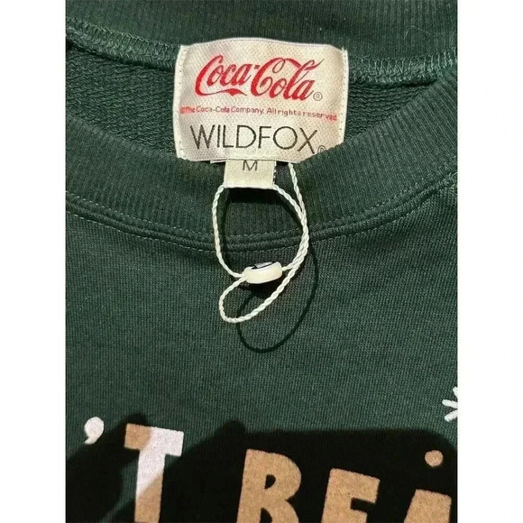 NWOT Wildfox M Green Coca-Cola Graphic Crew Neck Sweatshirt Pullover Comfort - Picture 8 of 9
